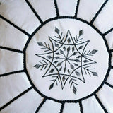 MyTindy WHITE LEATHER MOROCCAN POUF, view 3