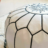 MyTindy WHITE LEATHER MOROCCAN POUF, view 5