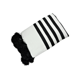 MyTindy White Moroccan Blanket With Large Black Stripes, view 3