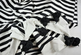 MyTindy White Moroccan Blanket With Large Black Stripes, view 4
