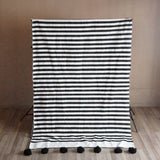 MyTindy White Moroccan Blanket With Large Black Stripes, view 5