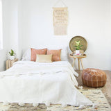 MyTindy White Moroccan Blanket with Pompom, view 2