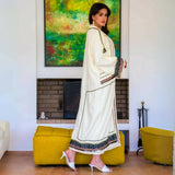 MyTindy White Moroccan Kimono Bouclé Fabric, view 2