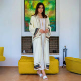 MyTindy White Moroccan Kimono Bouclé Fabric, view 3