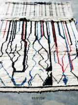 MyTindy White Moroccan Rug with Stripes, view 4