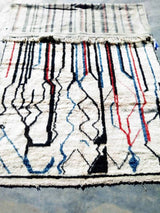 MyTindy White Moroccan Rug with Stripes, view 6