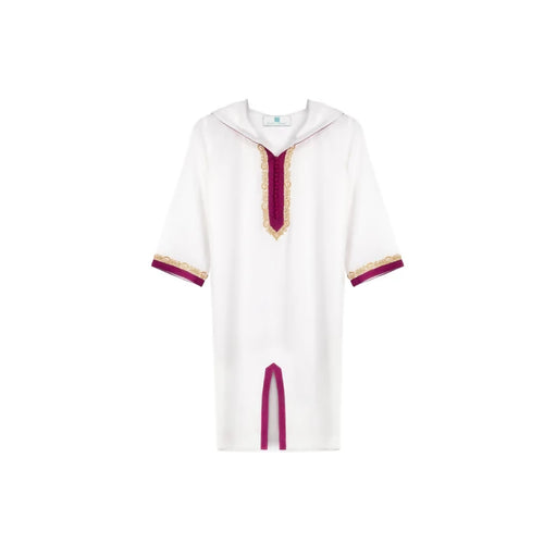 MyTindy White Pink Moroccan Djellaba for girl kids