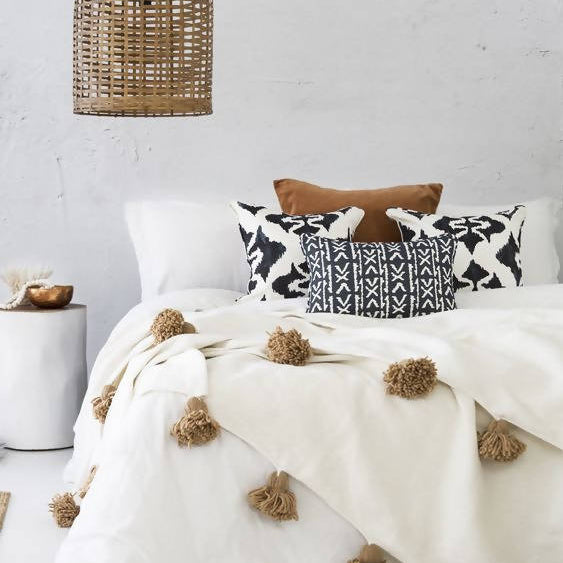 MyTindy White plaid with camel tassels