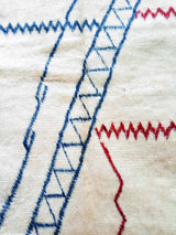 MyTindy White, Red and Blue Moroccan Rug, view 5
