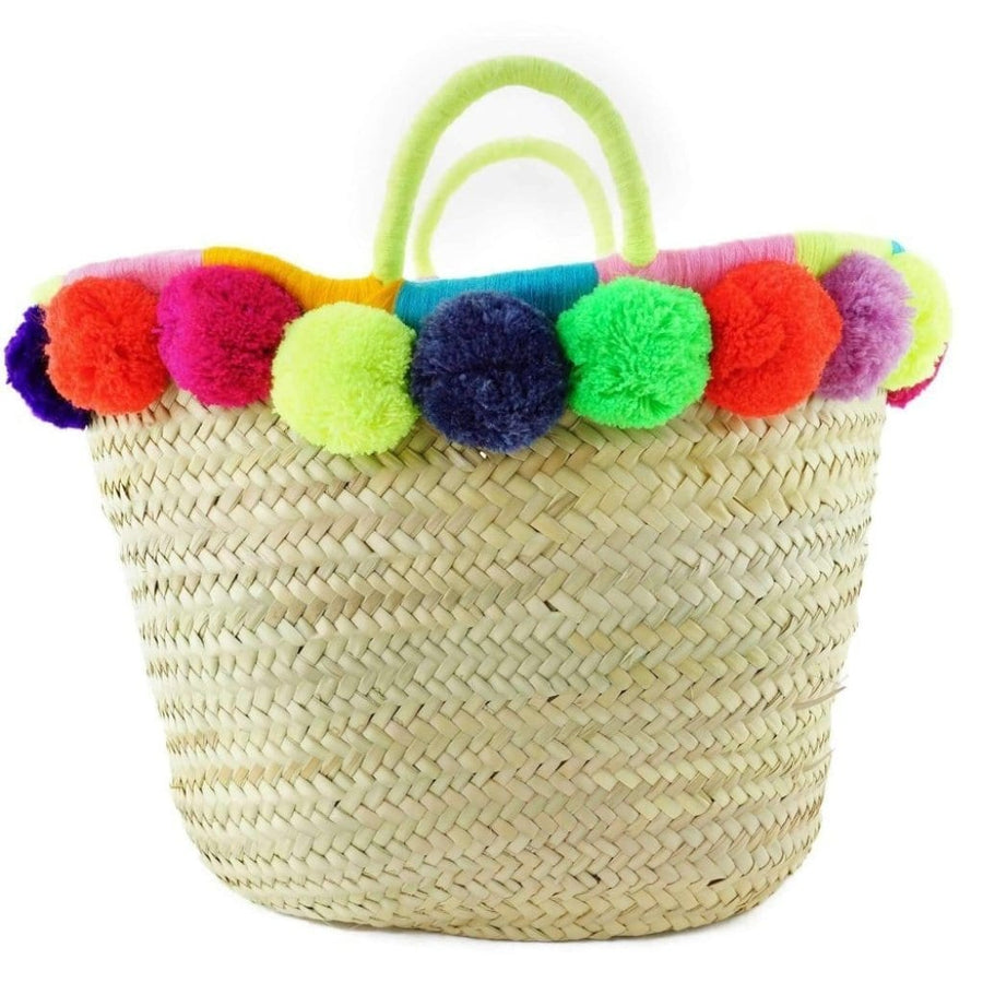 MyTindy Moroccan Wicker Basket with Pompom Zira