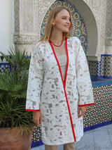 MyTindy Women's white and red kimono, view 2