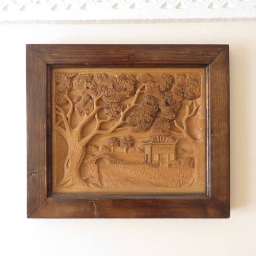 MyTindy Wood relief carving asian landscape