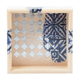 MyTindy 18 cm Wooden Tray with Printed Zelij Fragments, view 2