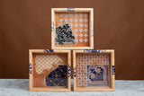 MyTindy 18 cm Wooden Tray with Printed Zelij Fragments, view 4