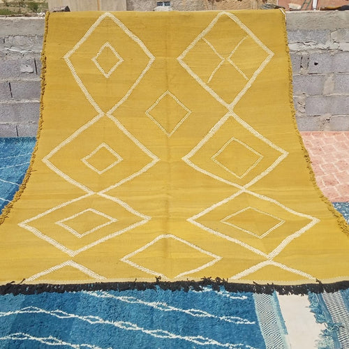 MyTindy Yellow and White Ait Ouawzkit Kilim Rug