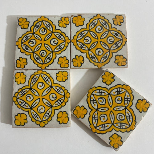 MyTindy Yellow Ceramic tiles Hand painted tiles 4"x4" 100% for Bathroom Remodeling and kitchen Projects works wall and ground