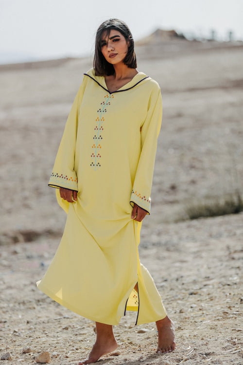 MyTindy Yellow Djellaba Moroccan Dress