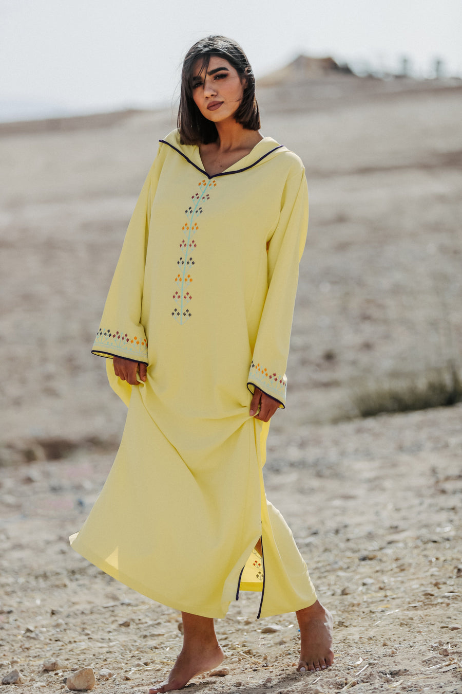 MyTindy Yellow Djellaba Moroccan Dress