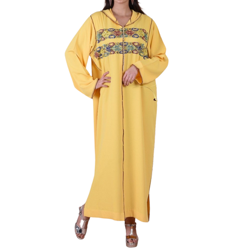 MyTindy Yellow Djellaba with Pearls