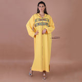 MyTindy Yellow Djellaba with Pearls, view 3
