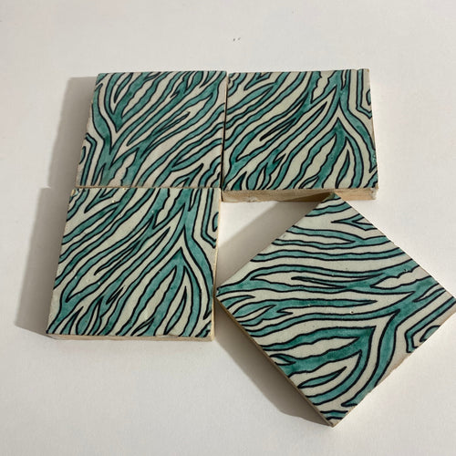 MyTindy Zebre Ceramic tiles Hand painted 4"x4" 100% Handmade for Bathroom Remodeling and kitchen Projects works wall, ground and pool