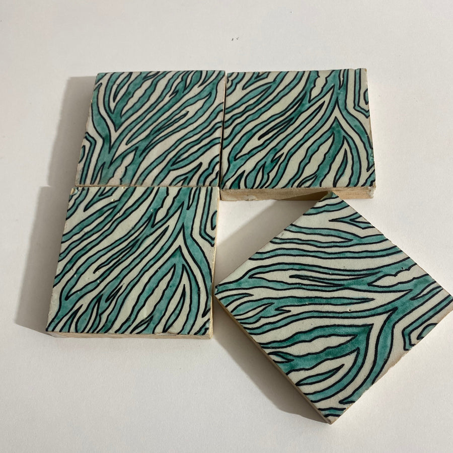 MyTindy Zebre Ceramic tiles Hand painted 4"x4" 100% Handmade for Bathroom Remodeling and kitchen Projects works wall, ground and pool