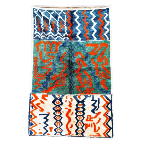 MyTindy Zig Green and Red Moroccan Rug