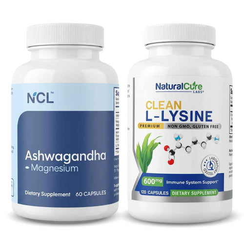 Natural Cure Labs Ashwagandha & Clean L-Lysine 600mg Bundle (60ct)