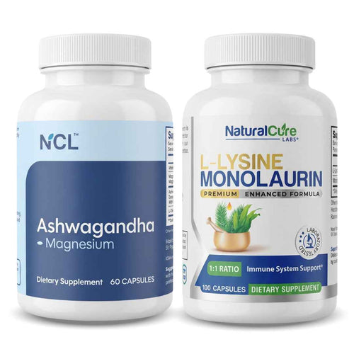 Natural Cure Labs Ashwagandha & L-Lysine with Monolaurin Bundle (60ct)
