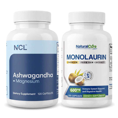 Natural Cure Labs Ashwagandha & Premium Monolaurin 600mg Bundle (120ct)