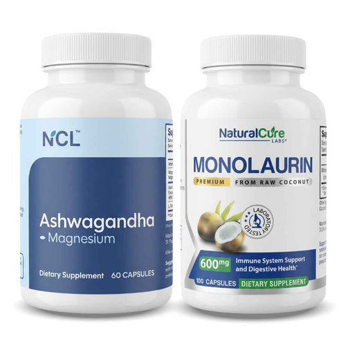 Natural Cure Labs Ashwagandha & Premium Monolaurin 600mg Bundle (60ct)