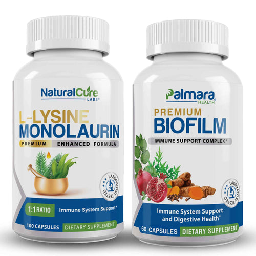 Natural Cure Labs L-Lysine with Monolaurin 600mg & Biofilm Immune Complex