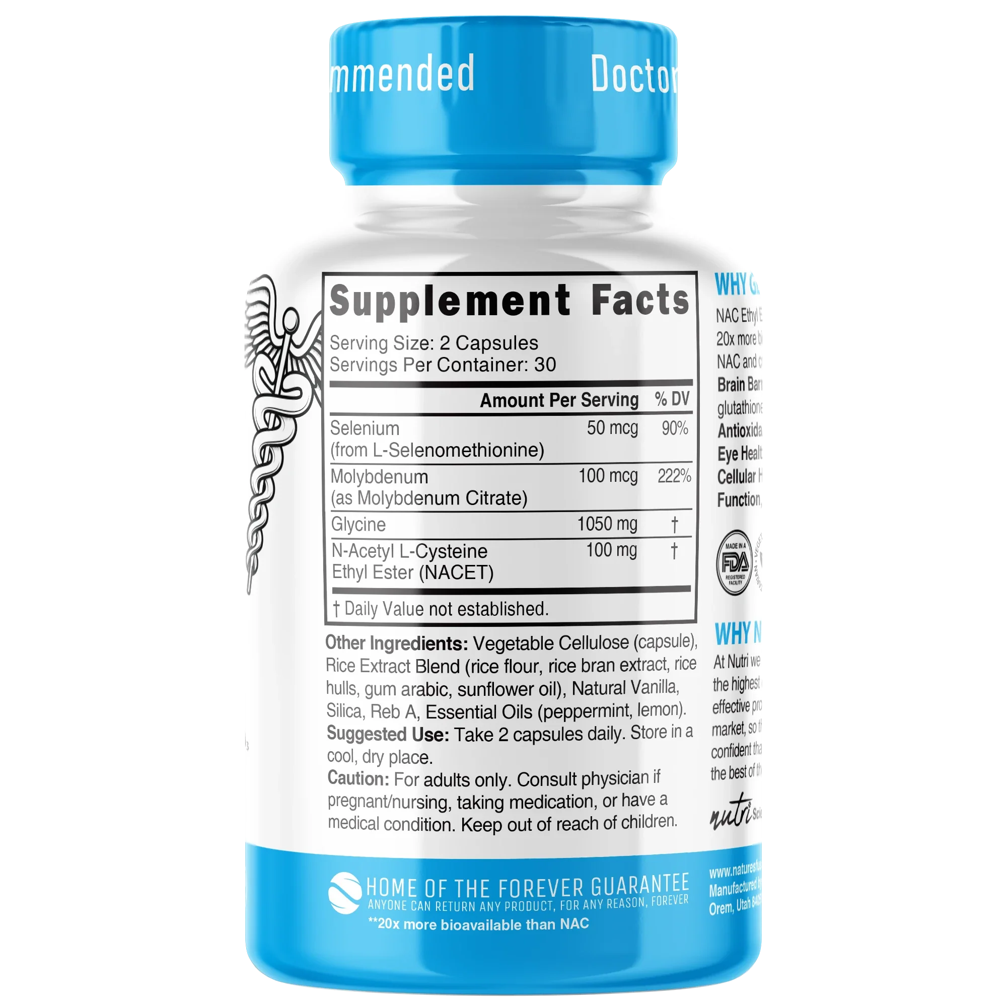 Nature's Fusions Nutri GlyNACET 100 mg 1050/100 mg – 60 Count, view 2