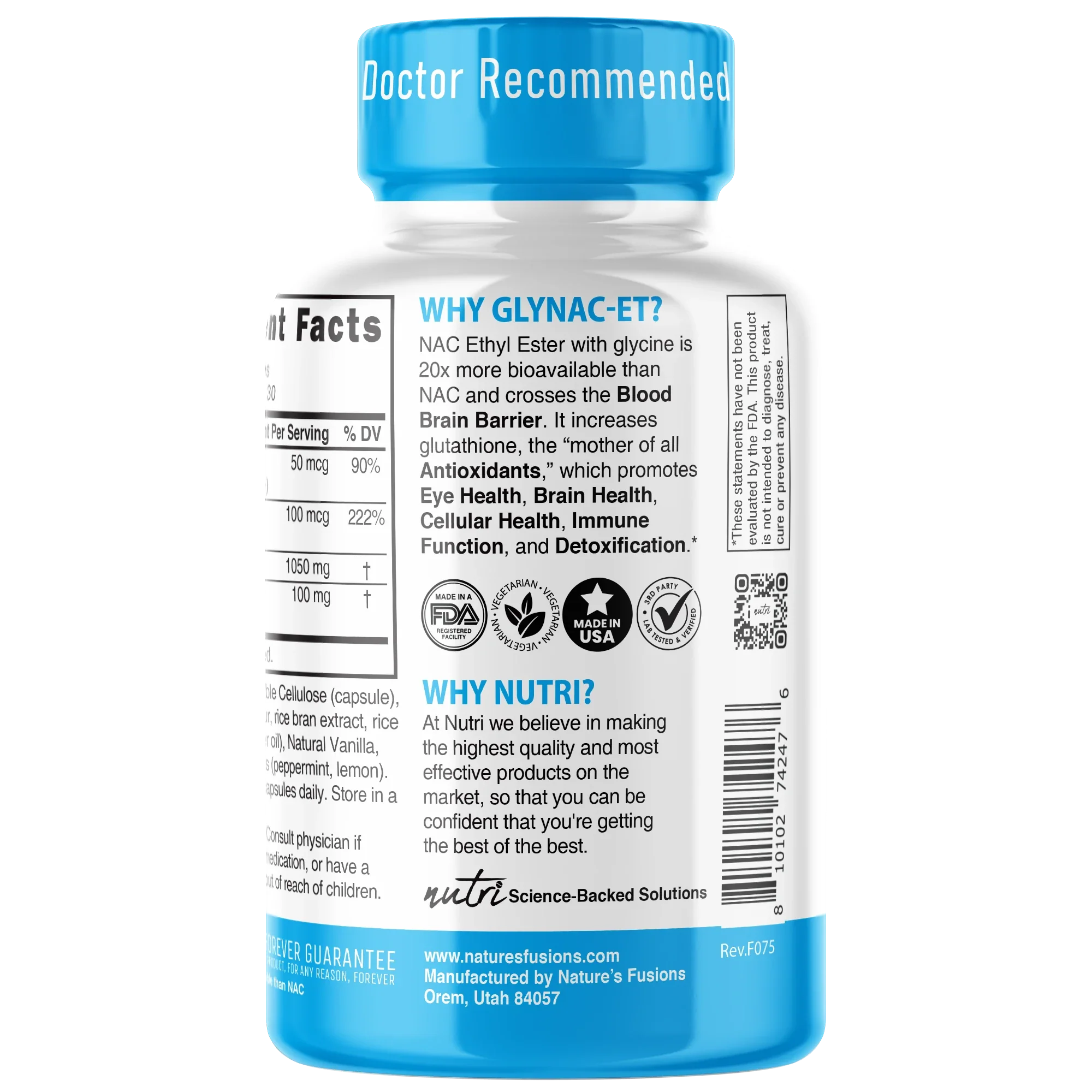 Nature's Fusions Nutri GlyNACET 100 mg 1050/100 mg – 60 Count, view 3