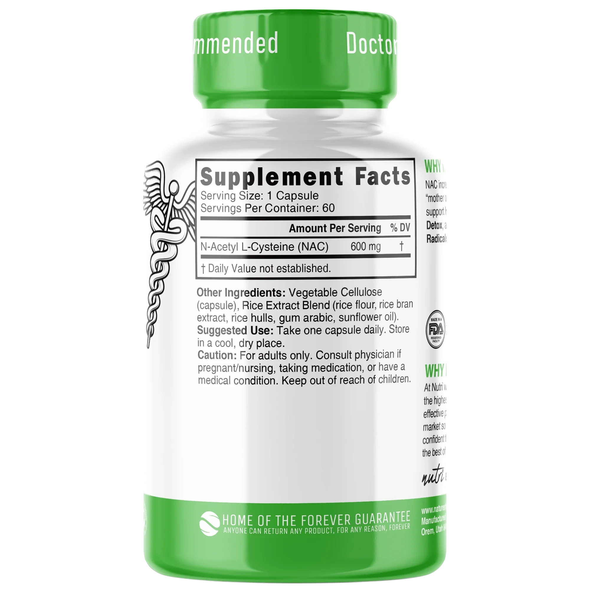 Nature's Fusions Nutri NAC (N-Acetyl L-Cysteine) 600 mg – 60 Count, view 2