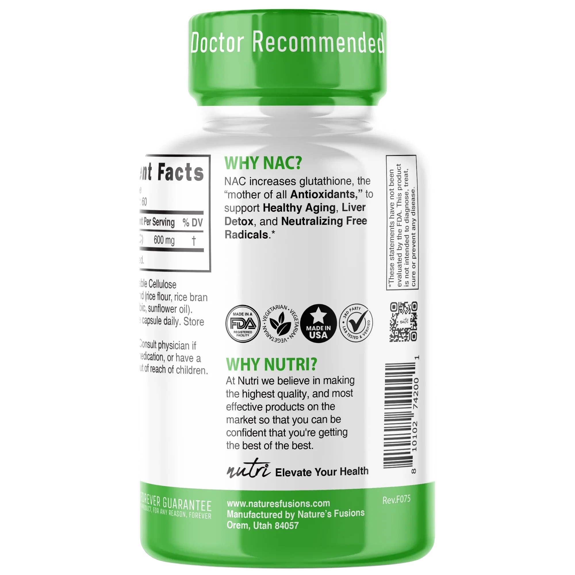 Nature's Fusions Nutri NAC (N-Acetyl L-Cysteine) 600 mg – 60 Count, view 3