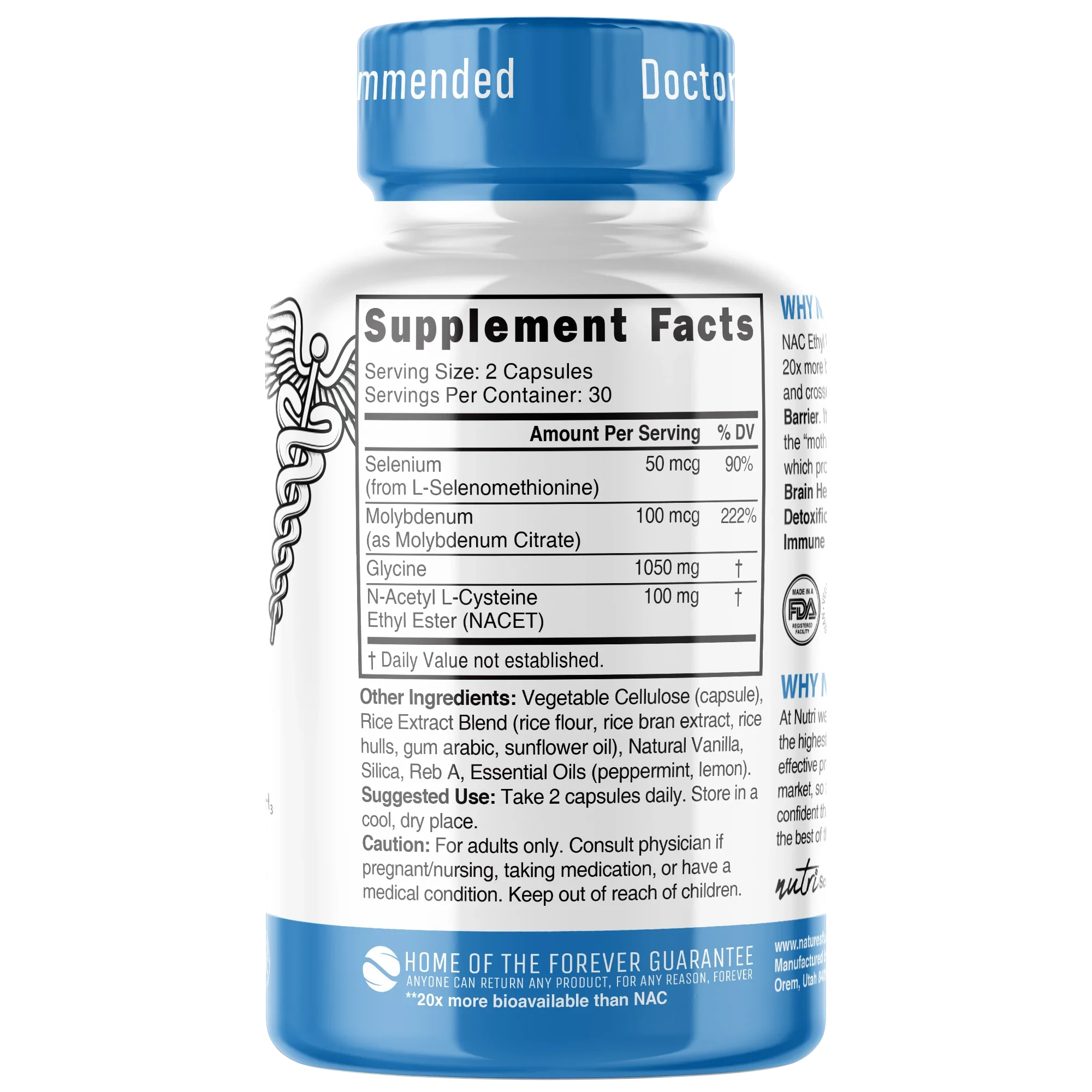 Nature's Fusions Nutri Neuro-NAC 100 mg (NACET) 1050/100 mg – 60 Count, view 2