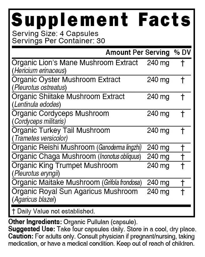 Nature's Fusions Nutri 10 Mushroom Organic 2400 mg – 120 Count, view 4
