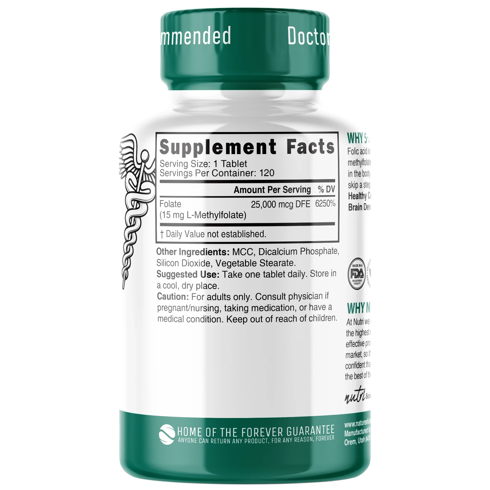 Nature's Fusions Nutri Methylfolate (5-MTHF) 15 mg – 120 Count, view 2