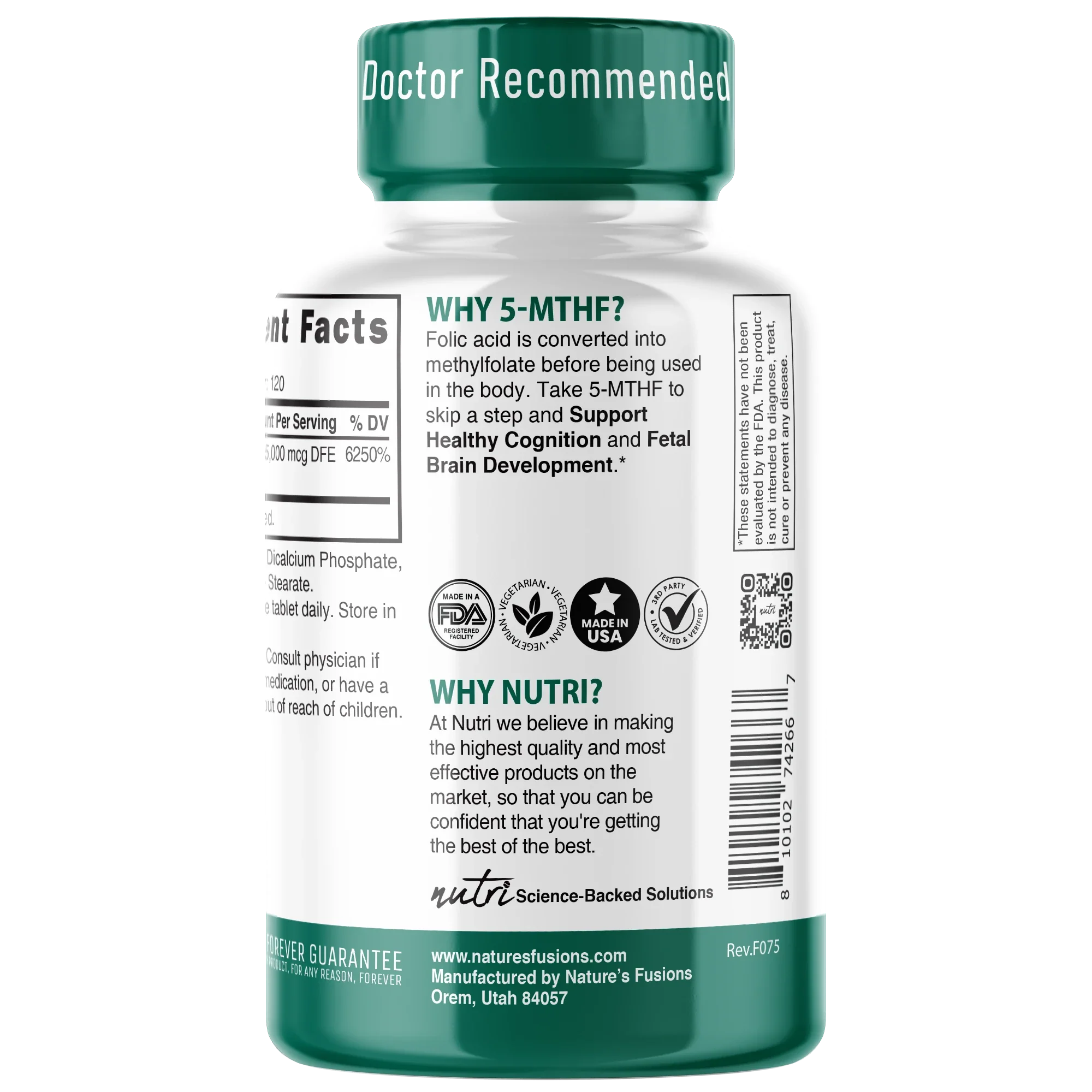 Nature's Fusions Nutri Methylfolate (5-MTHF) 15 mg – 120 Count, view 3