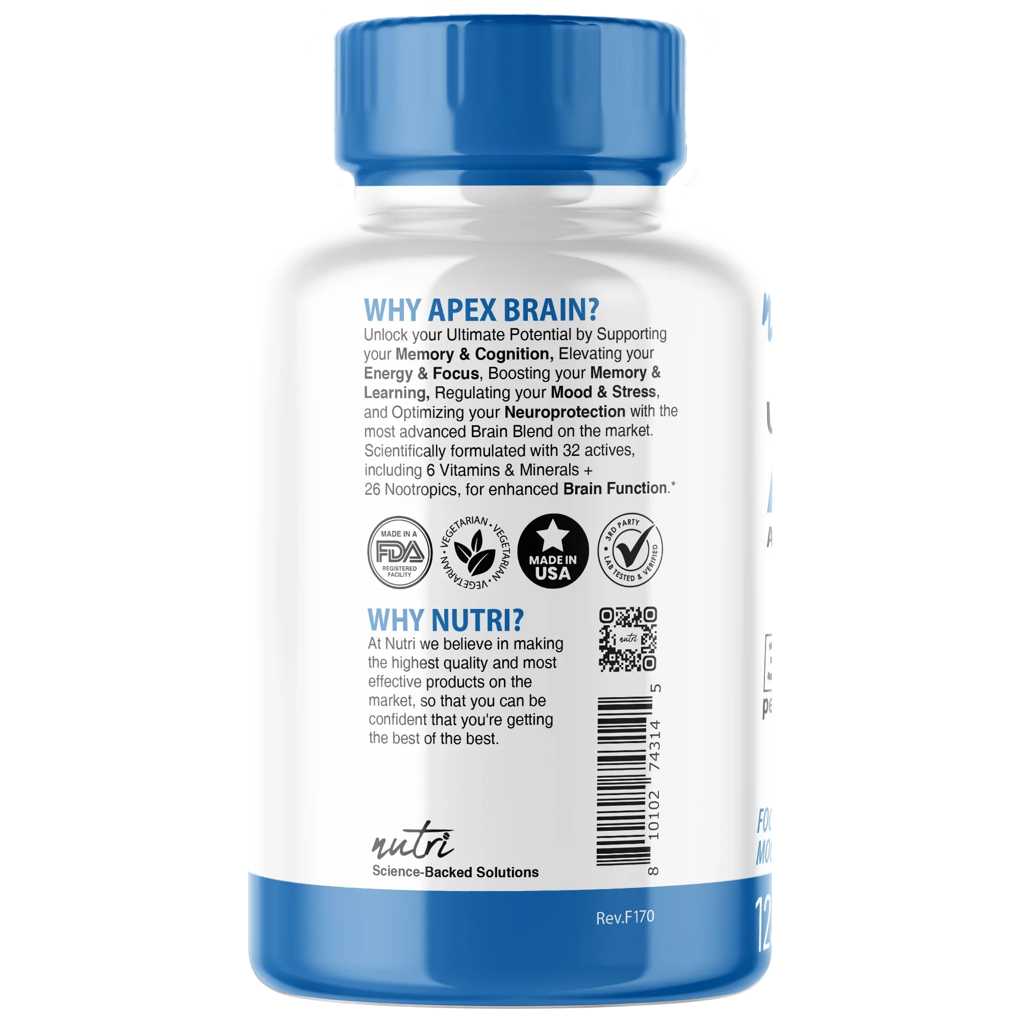 Nature's Fusions Nutri Apex Brain 3500 mg – 125 Count, view 3