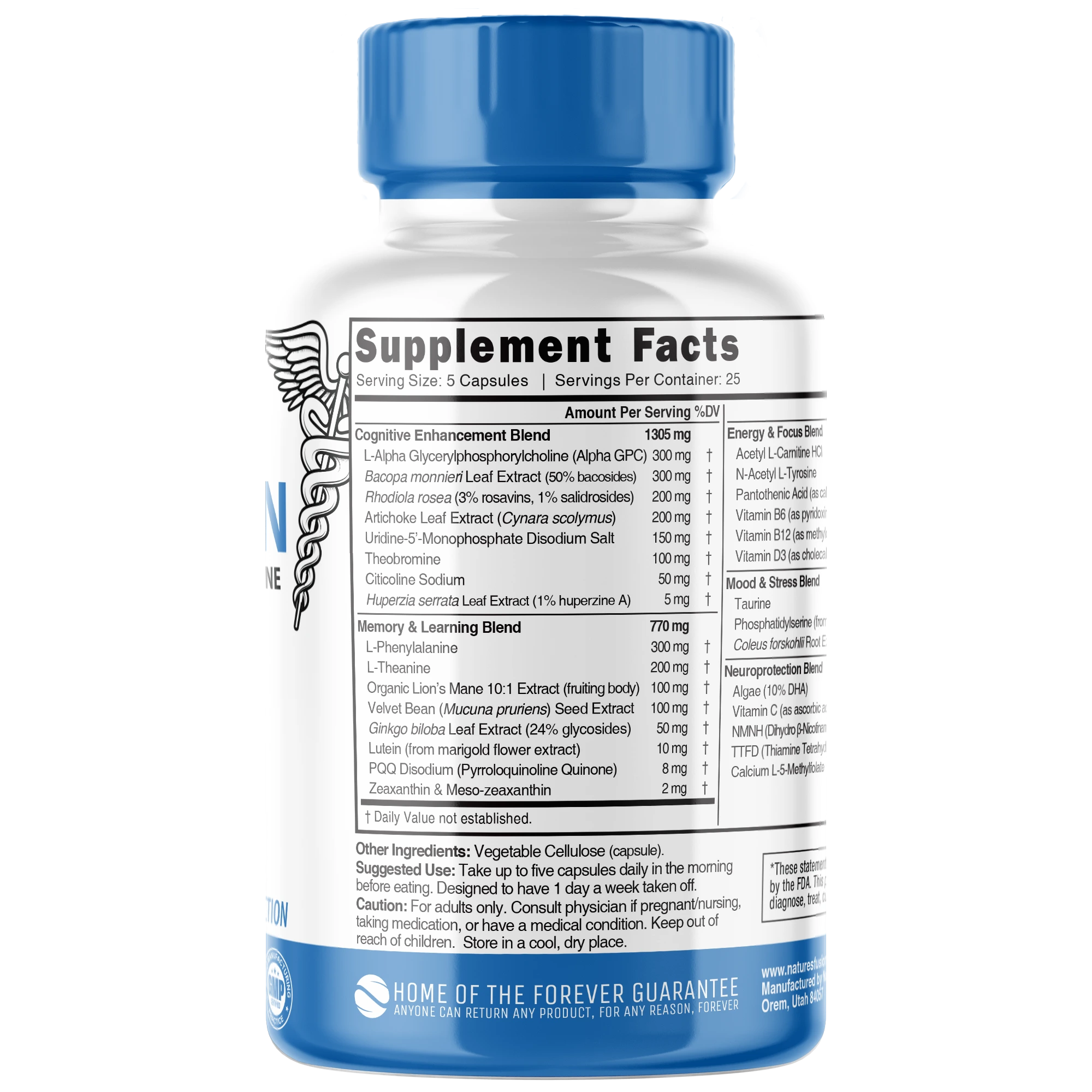 Nature's Fusions Nutri Apex Brain Caffeine Free 3410 mg – 125 Count, view 2
