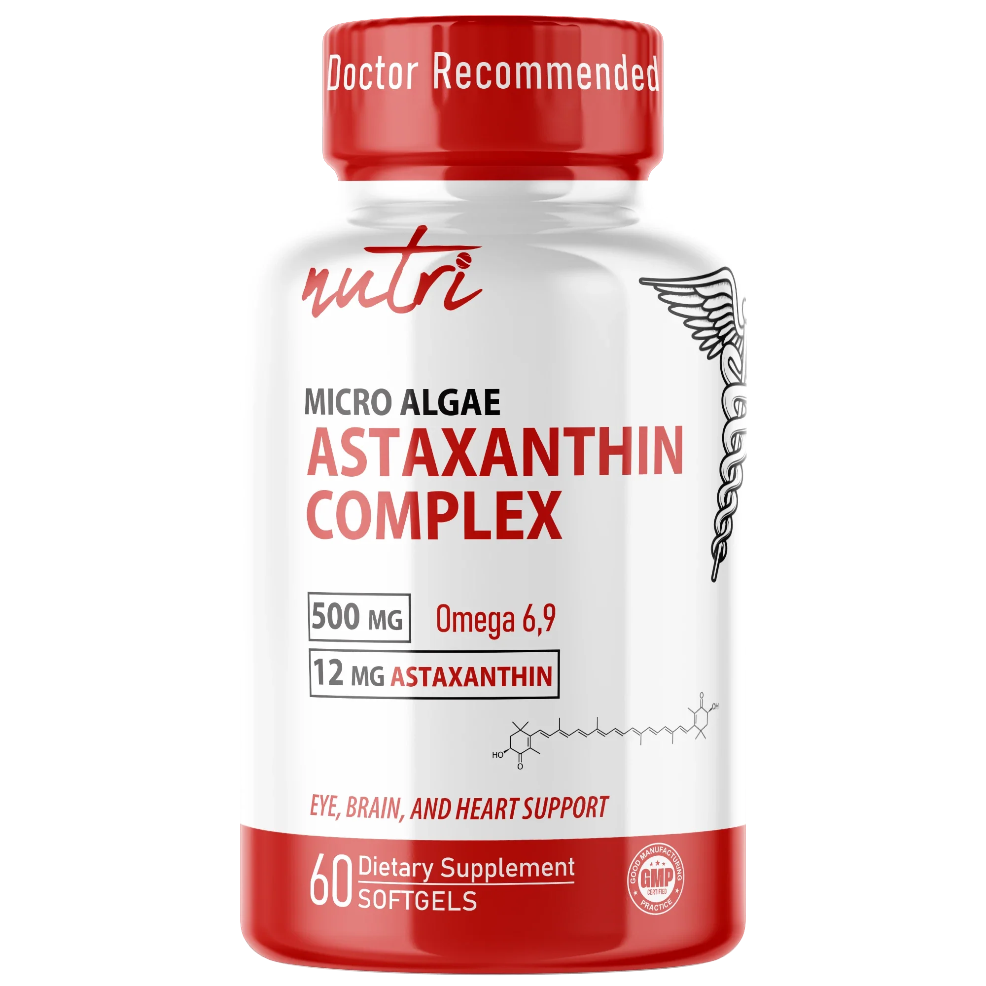 Nature's Fusions Nutri Astaxanthin Micro Algae Complex 12 mg (softgel) โ 60 Count