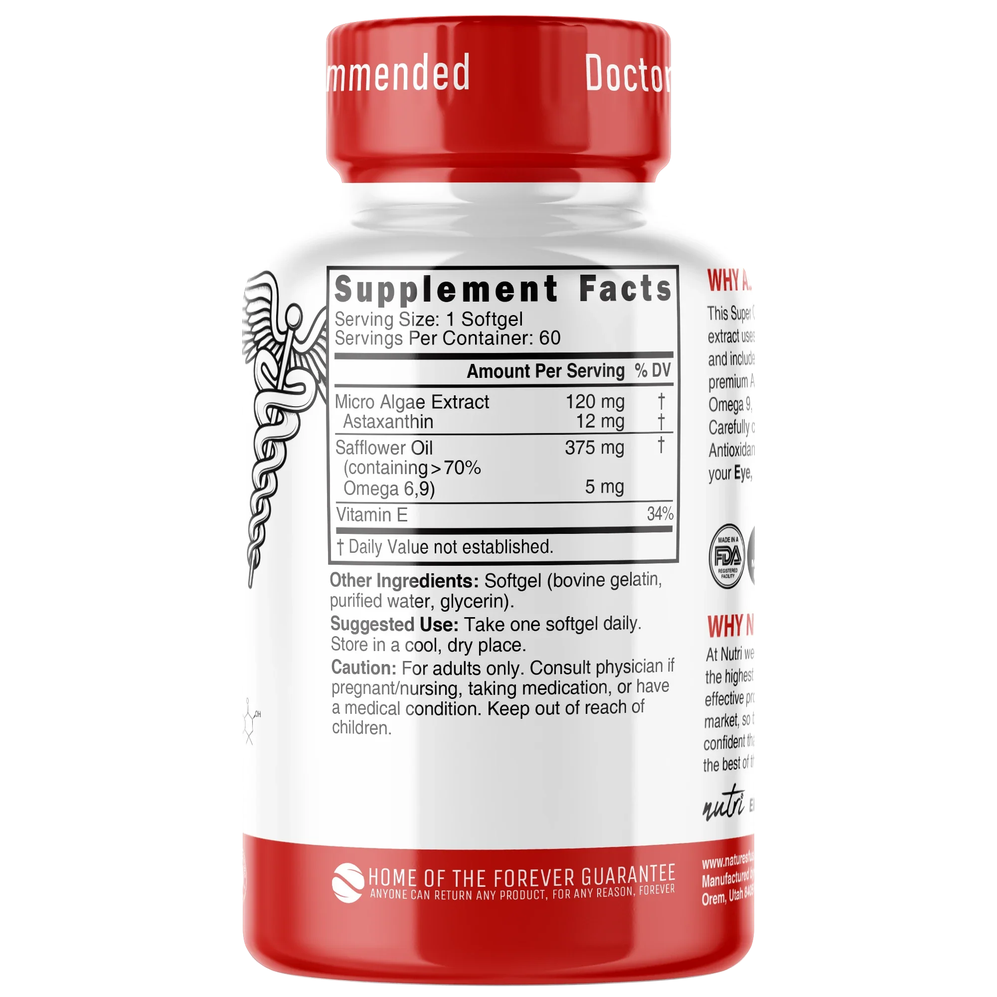 Nature's Fusions Nutri Astaxanthin Micro Algae Complex 12 mg (softgel) – 60 Count, view 2