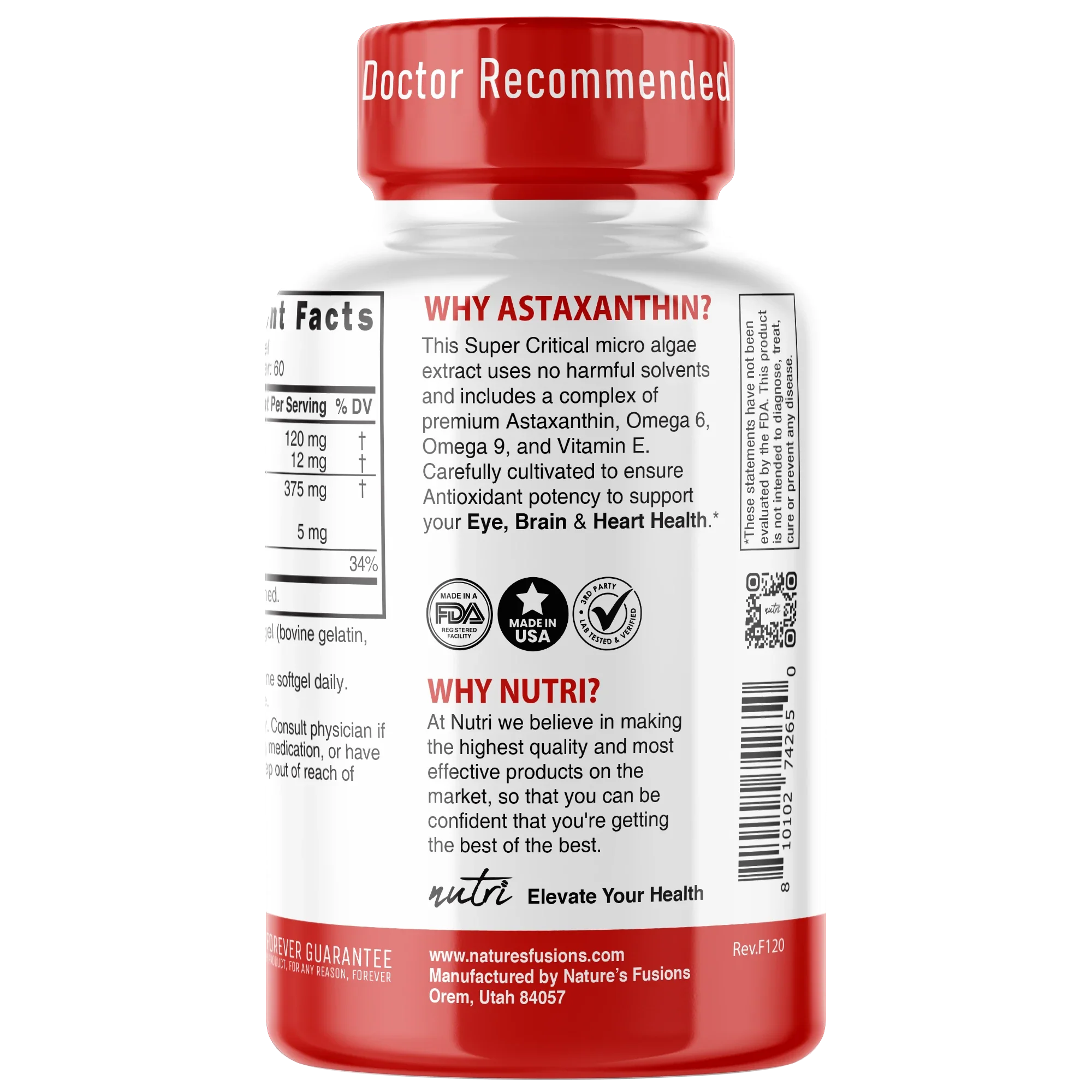 Nature's Fusions Nutri Astaxanthin Micro Algae Complex 12 mg (softgel) – 60 Count, view 3