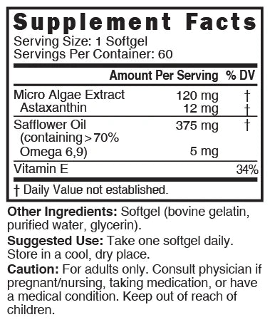 Nature's Fusions Nutri Astaxanthin Micro Algae Complex 12 mg (softgel) – 60 Count, view 4
