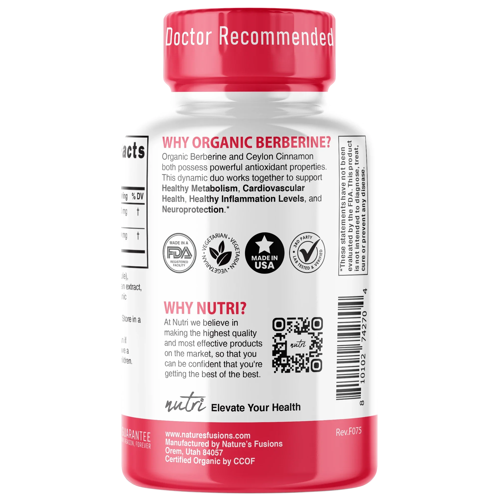 Nature's Fusions Nutri Berberine+ Organic with Cinnamon Ceylon 1300 mg – 120 Count, view 3