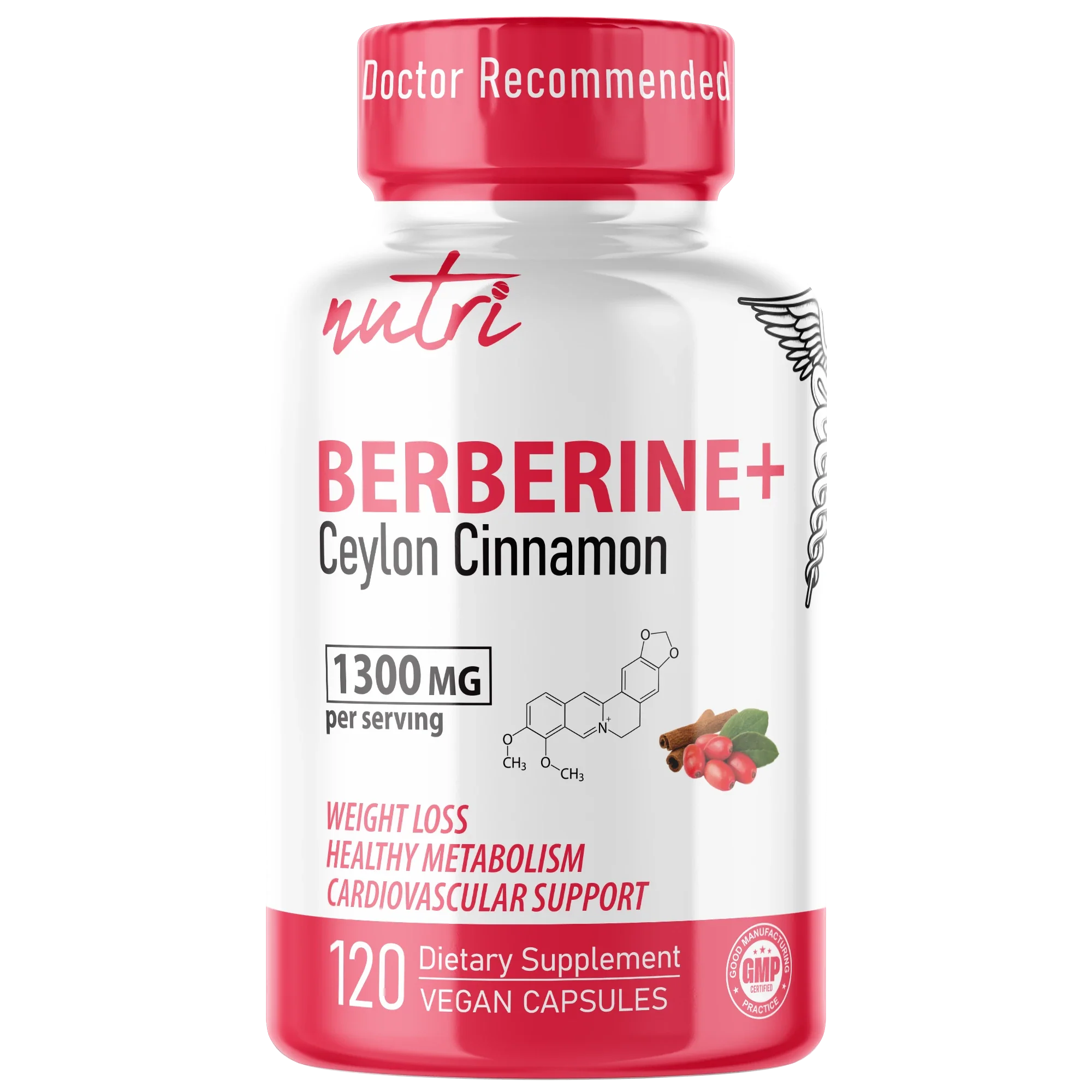 Nature's Fusions Nutri Berberine+ with Cinnamon Ceylon 1300 mg โ 120 Count