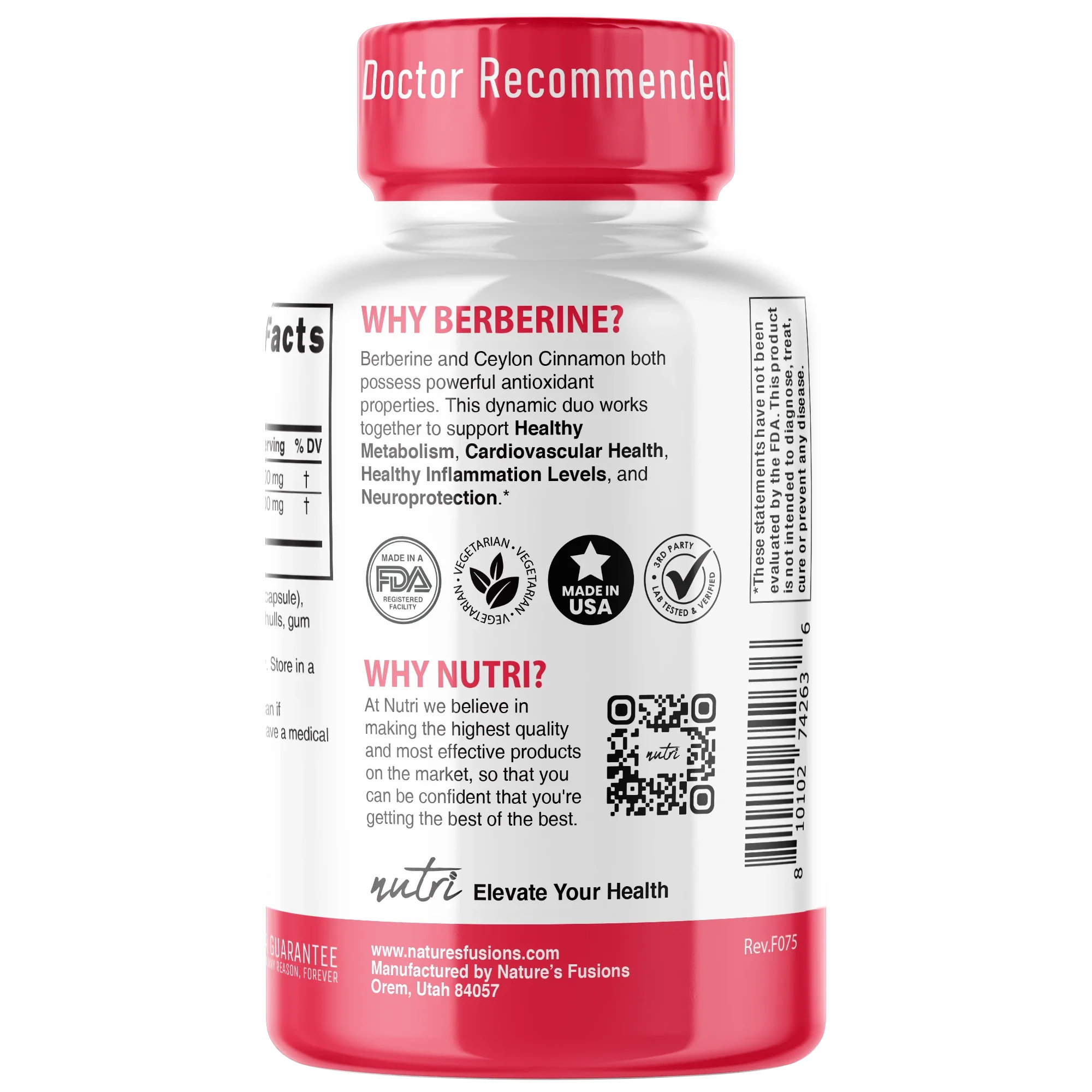 Nature's Fusions Nutri Berberine+ with Cinnamon Ceylon 1300 mg – 120 Count, view 3