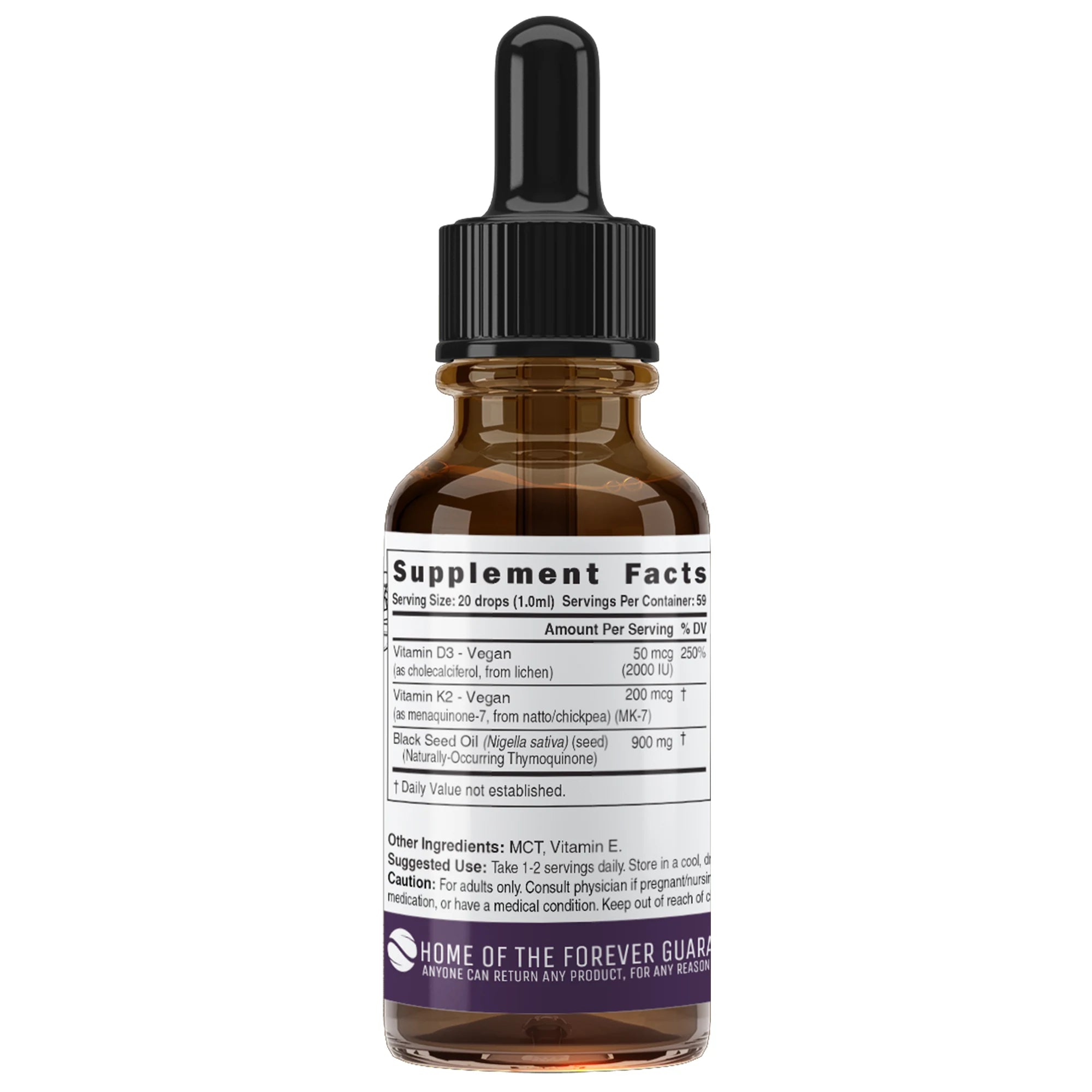 Nature's Fusions Nutri D3 & K2 Black Seed Oil 900 mg Tincture – 2 fl oz, view 2